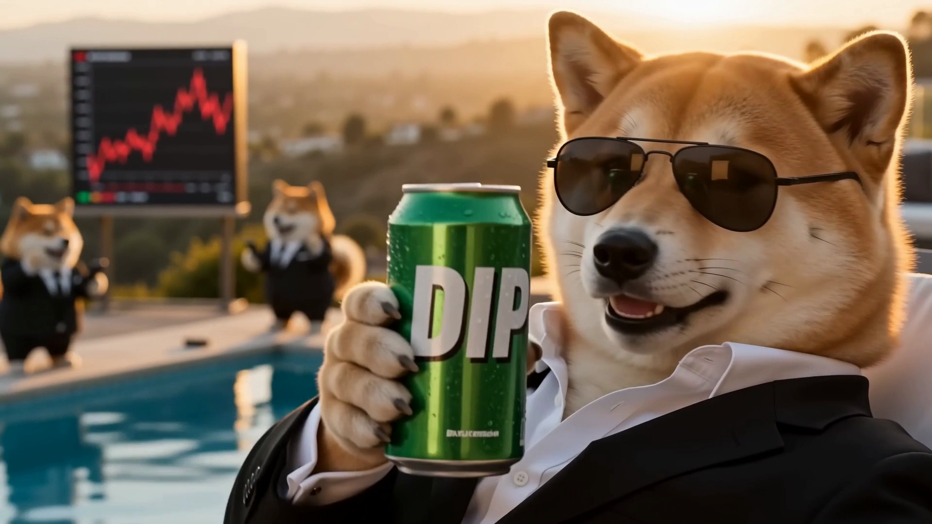 SideInu holding his green DIP soda can